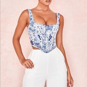 House of cb floral blue crop top